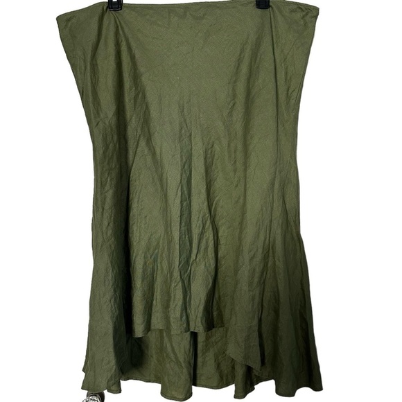 I N C International Concepts Skirt Linen Olive High Low Full A-line Size 24 W - Picture 1 of 10